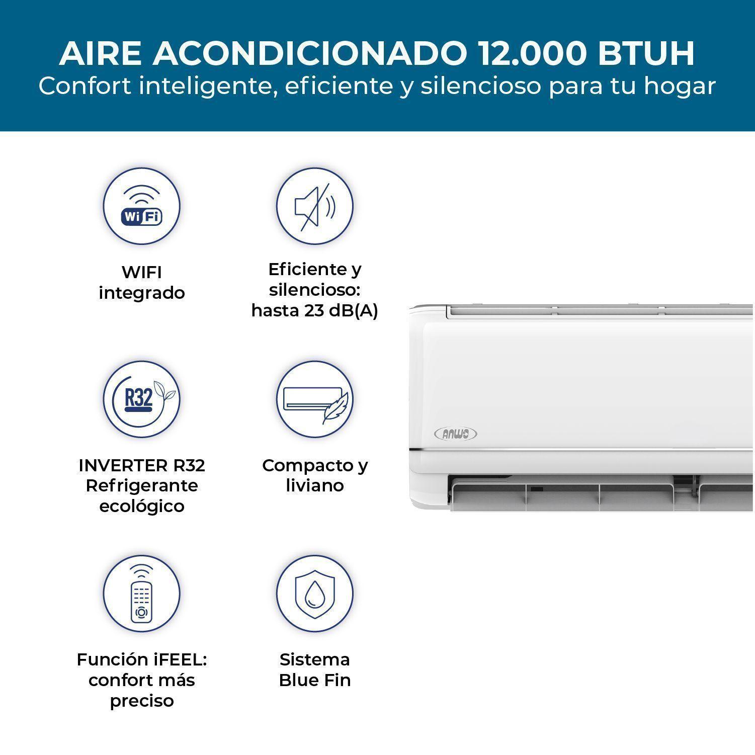 Aire Acondicionado Split Anwo Inverter New ECOFLOW 12000BTU c WF-2