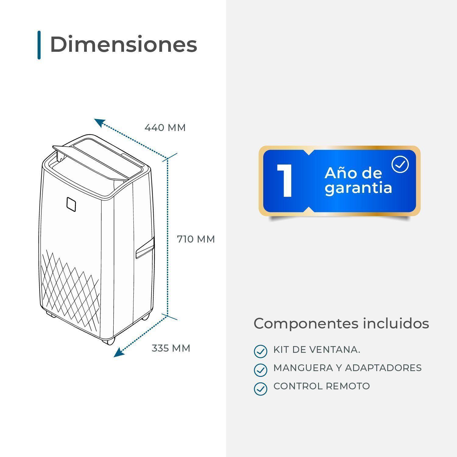 Aire Acondicionado Portátil Anwo 12000 BTU Gris con Wifi Kit Ventanal-5
