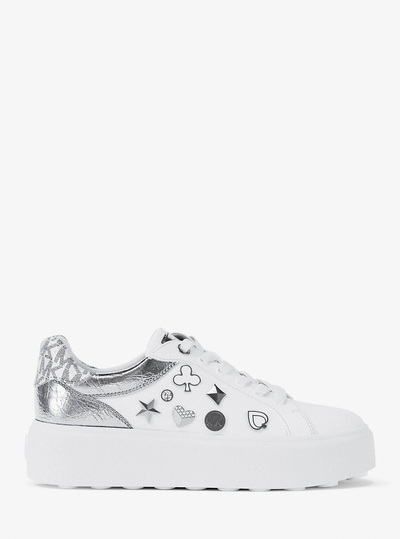 Zapatillas Michael Kors Romey Embellished Mixed-Media Silver-1
