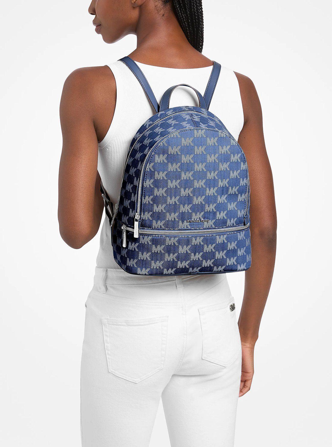Mochila Michael Kors Rhea Logo Jacquard Denim-2