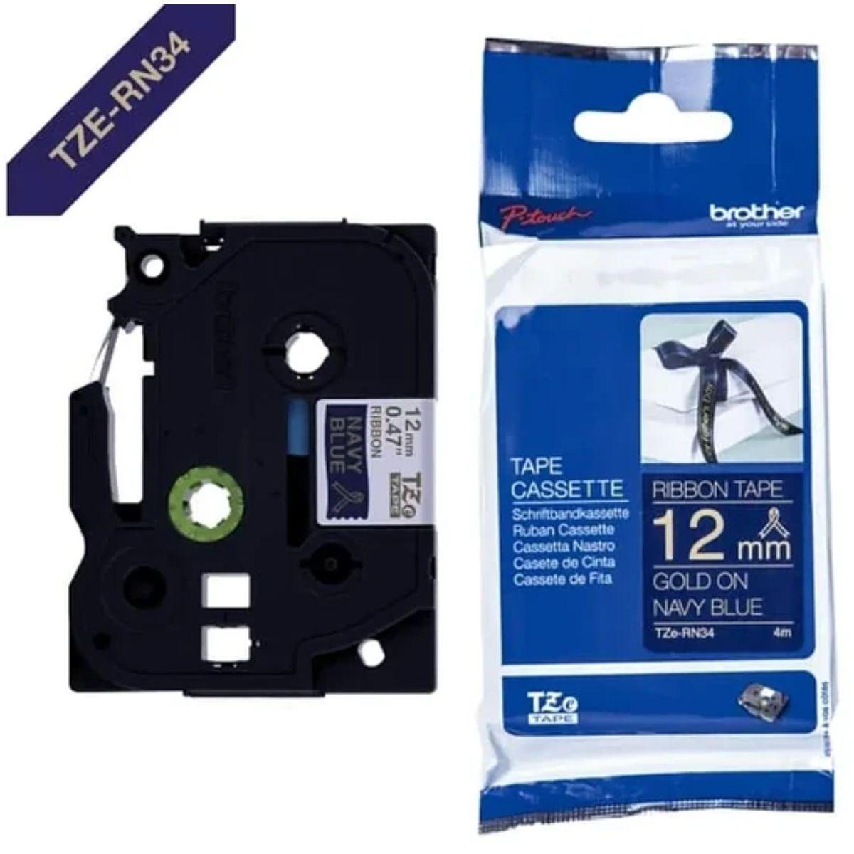 Cinta de raso Brother Dorado sobre azul 4m-3