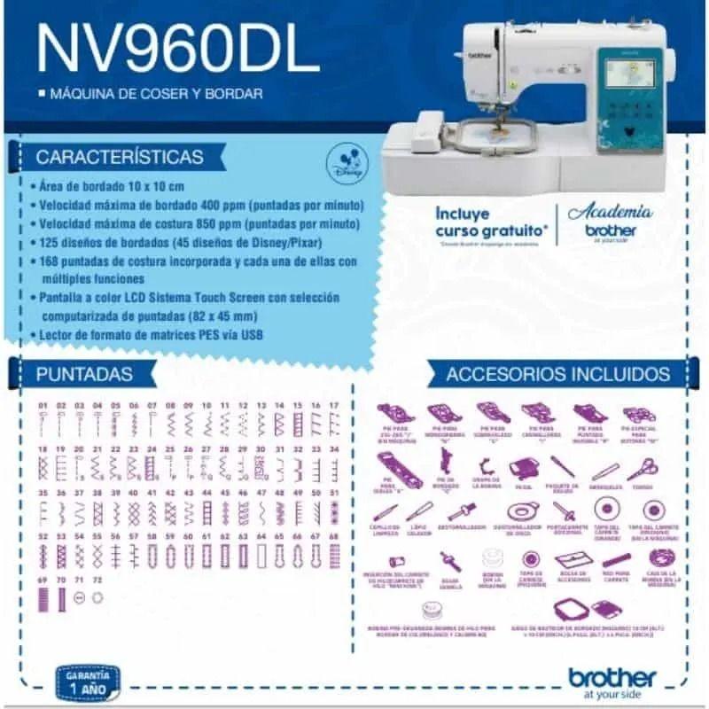 Máquina De Coser Y Bordadora Brother Nv960dl-2