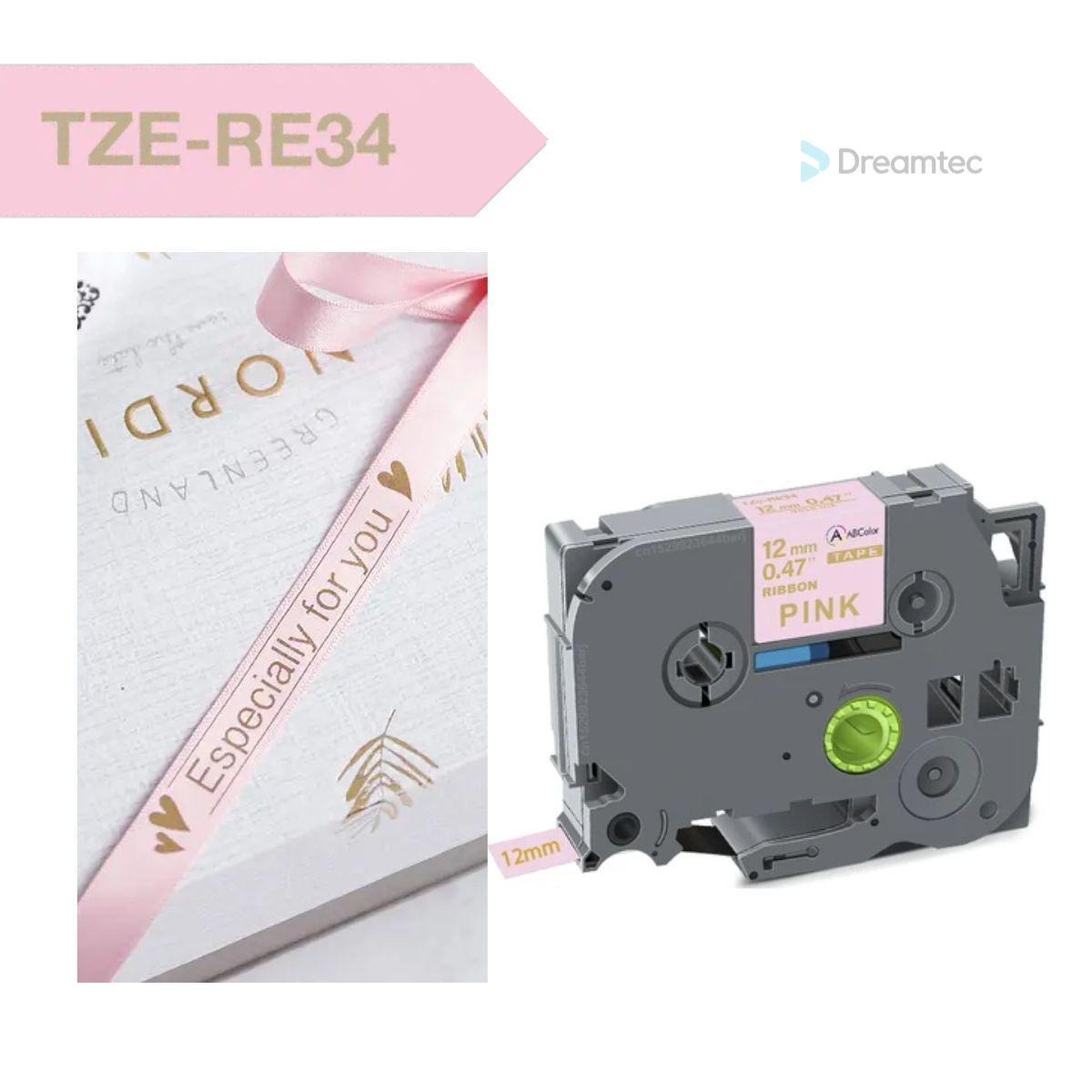 Cinta de raso Brother Dorado sobre rosa 4m-1