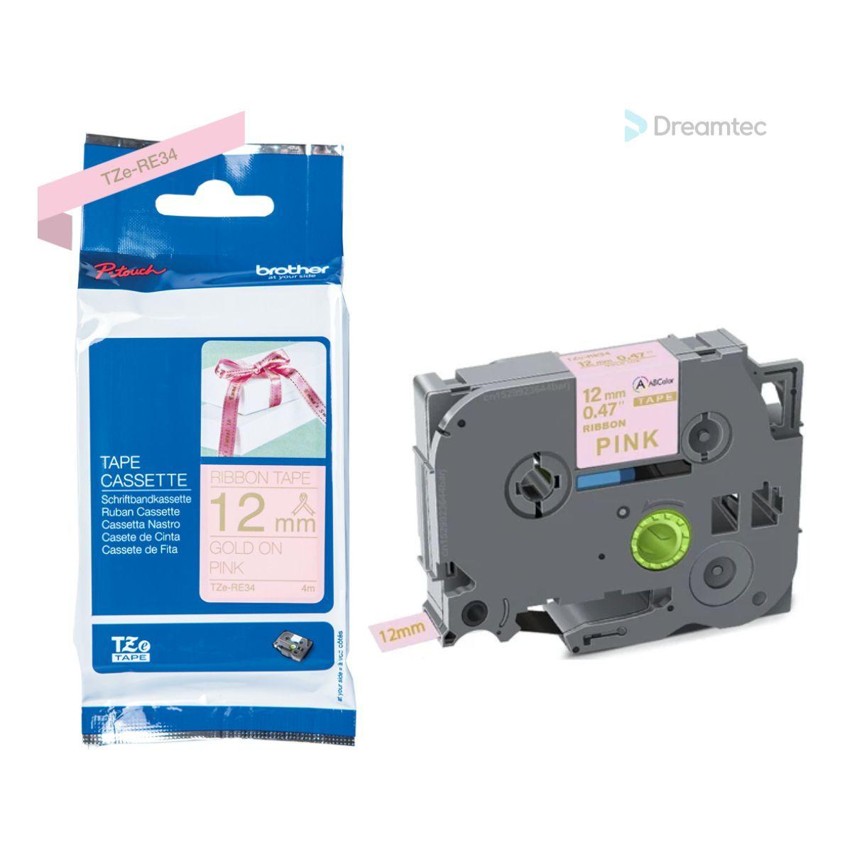 Cinta de raso Brother Dorado sobre rosa 4m-4