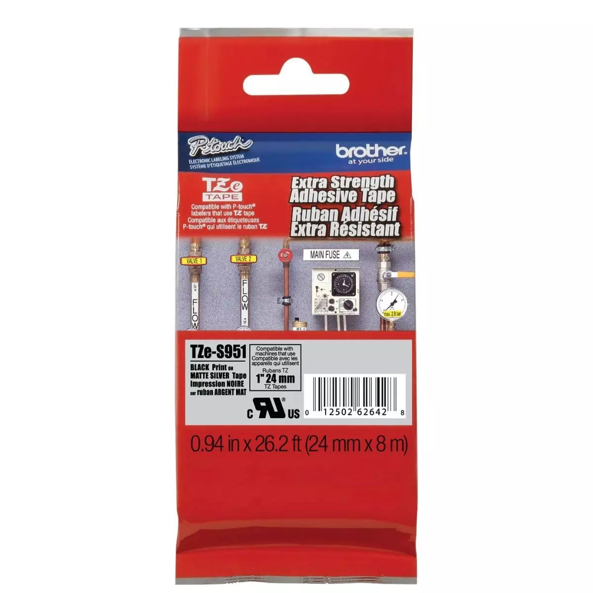 ETIQUETA BROTHER 12 MM PLATEADA- TEXTO NEGRO-0