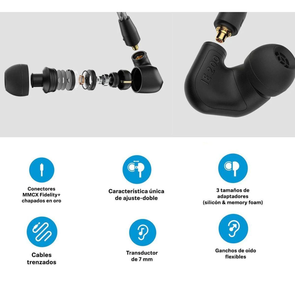 Audifonos Sennheiser IE 200 alám. frecuencia 6 - 20,000Hz-3