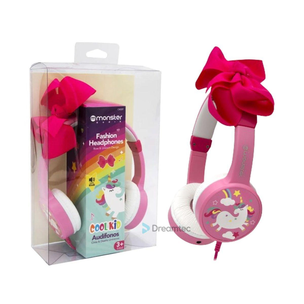 Audífonos Monster Princesa unicornio rosados-0