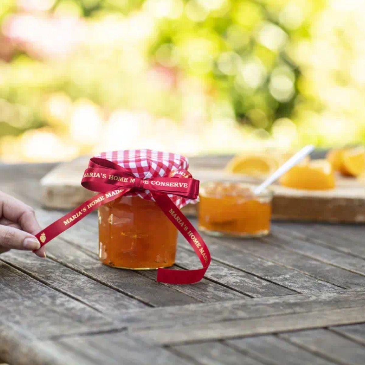 Cinta de raso Brother Dorado sobre rojo 4m-2