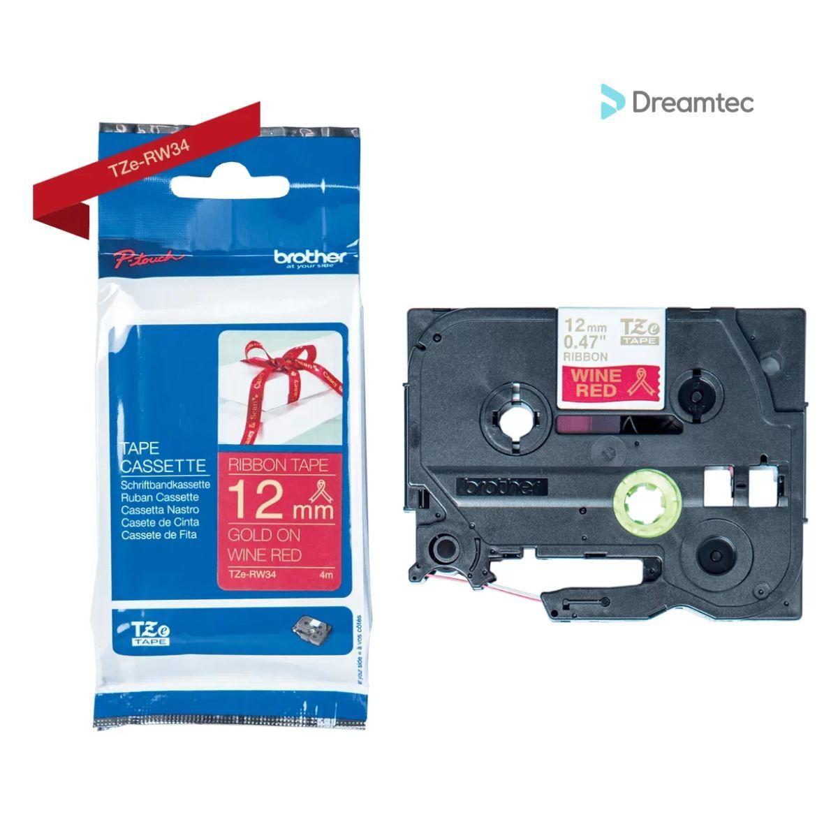 Cinta de raso Brother Dorado sobre rojo 4m-3