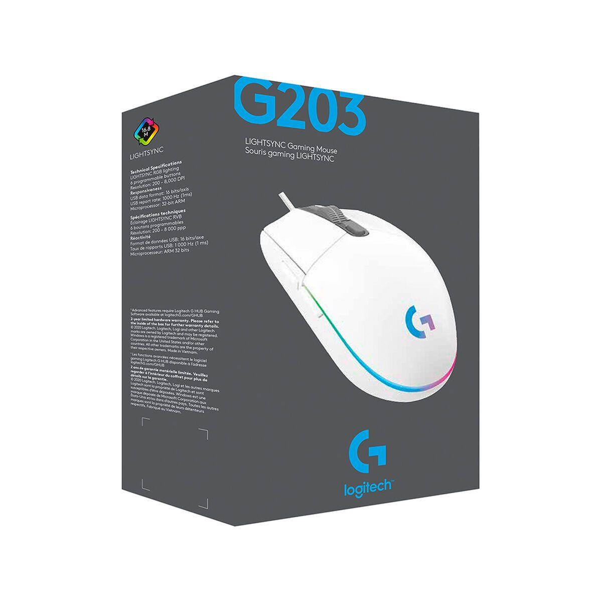 Mouse Gamer G203 Blanco-4