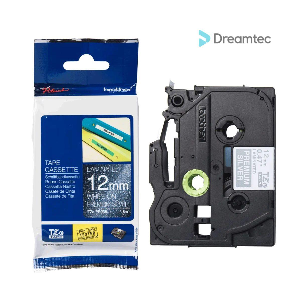 Cinta adhesiva Brother Blanco sobre fondo plata premium 8m-1