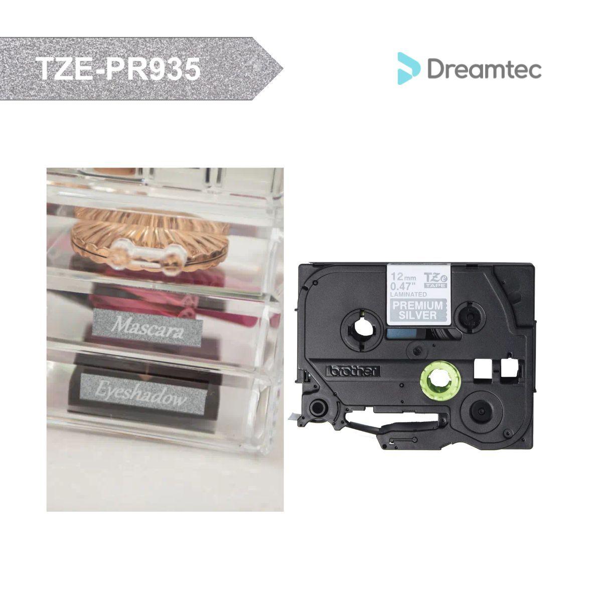 Cinta adhesiva Brother Blanco sobre fondo plata premium 8m-3