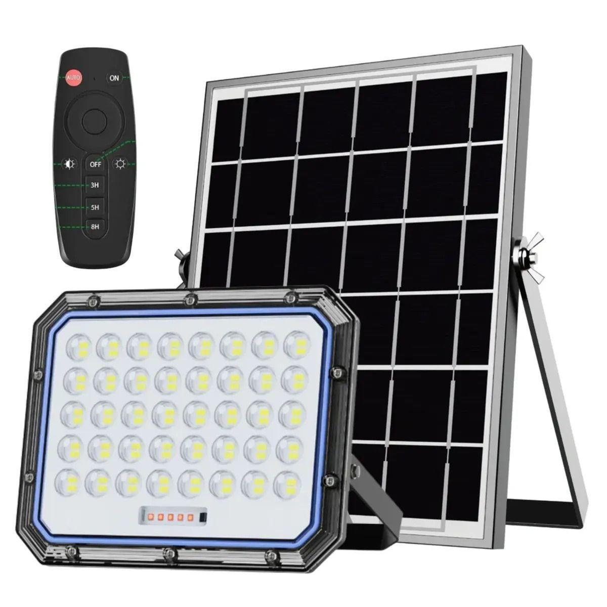 Foco Reflector Solar LED 500W Exterior Panel Solar Control Remoto IP67-0