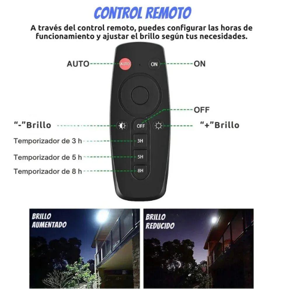 Foco Reflector Solar LED 500W Exterior Panel Solar Control Remoto IP67-3