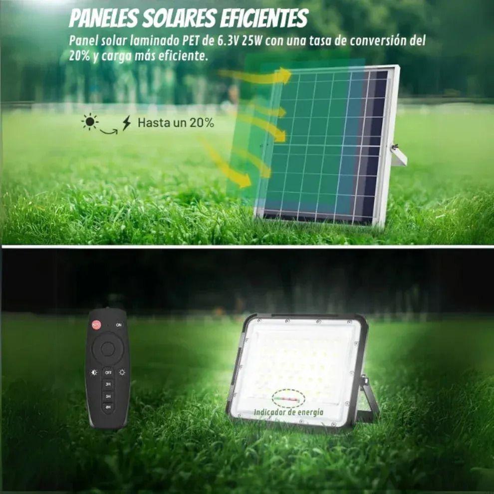 Foco Reflector Solar LED 500W Exterior Panel Solar Control Remoto IP67-5