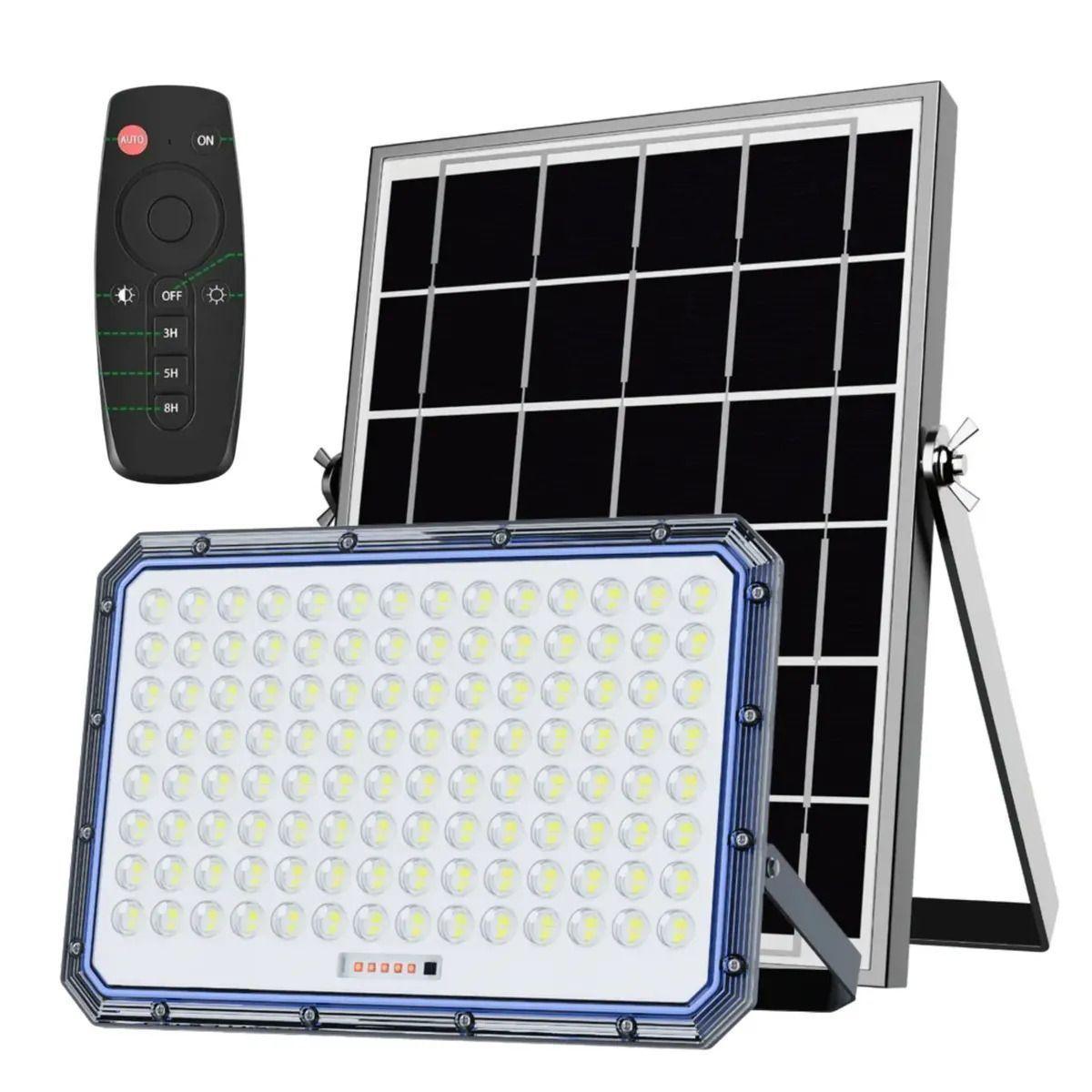 Foco Reflector Solar LED 3000W Exterior Panel Solar Control Remoto IP67-0