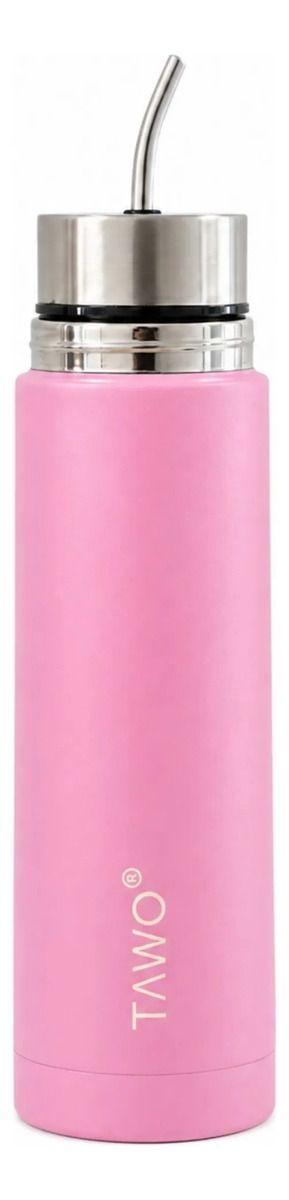 Termo Mate Acero Inoxidable Autocebante 2 en 1 Tawo 750 Ml Hermetico Antiderrame Rosado-2