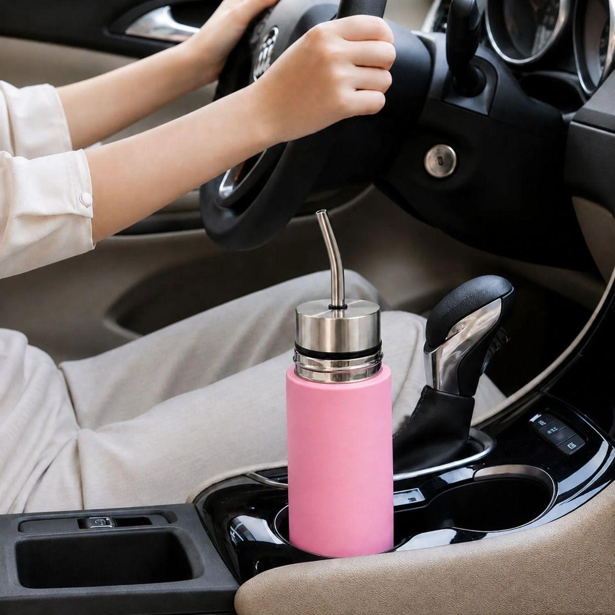 Termo Mate Acero Inoxidable Autocebante 2 en 1 Tawo 750 Ml Hermetico Antiderrame Rosado-5