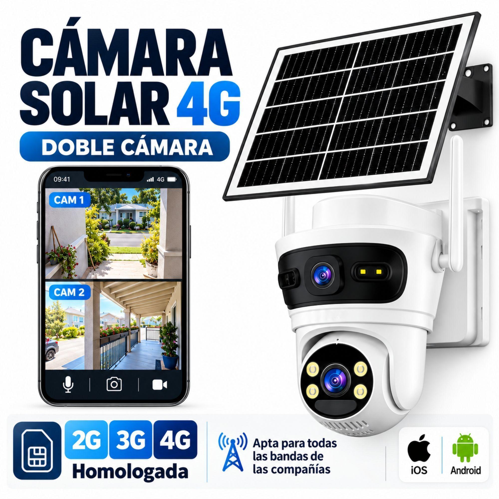 Cámara de Seguridad Solar 4G SIM Homologada Doble Lente 6MP PTZ 360° Exterior-2