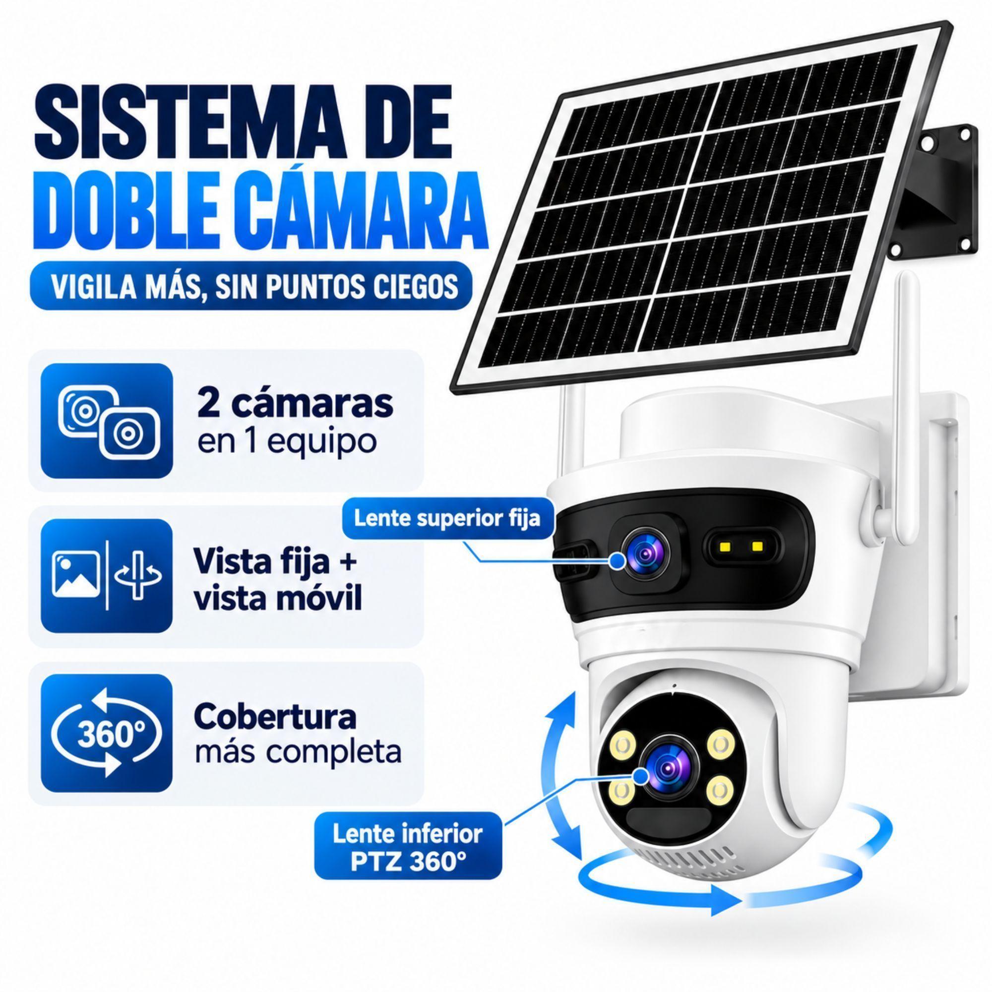 Cámara de Seguridad Solar 4G SIM Homologada Doble Lente 6MP PTZ 360° Exterior-3