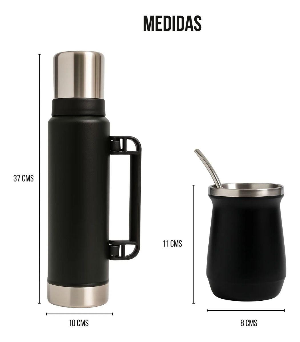 Termo De Agua Acero Inoxidable 1.3 Litros + Mate 236ml Con Bombilla Rosado-4