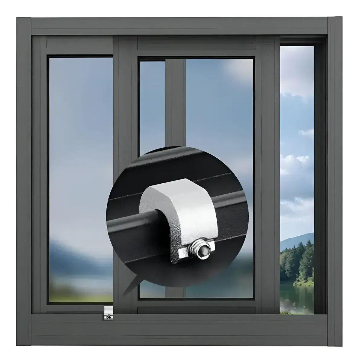 Seguro antirrobo ventanas y mamparas corredizas metálicas Pack 3 Color Plateado-0