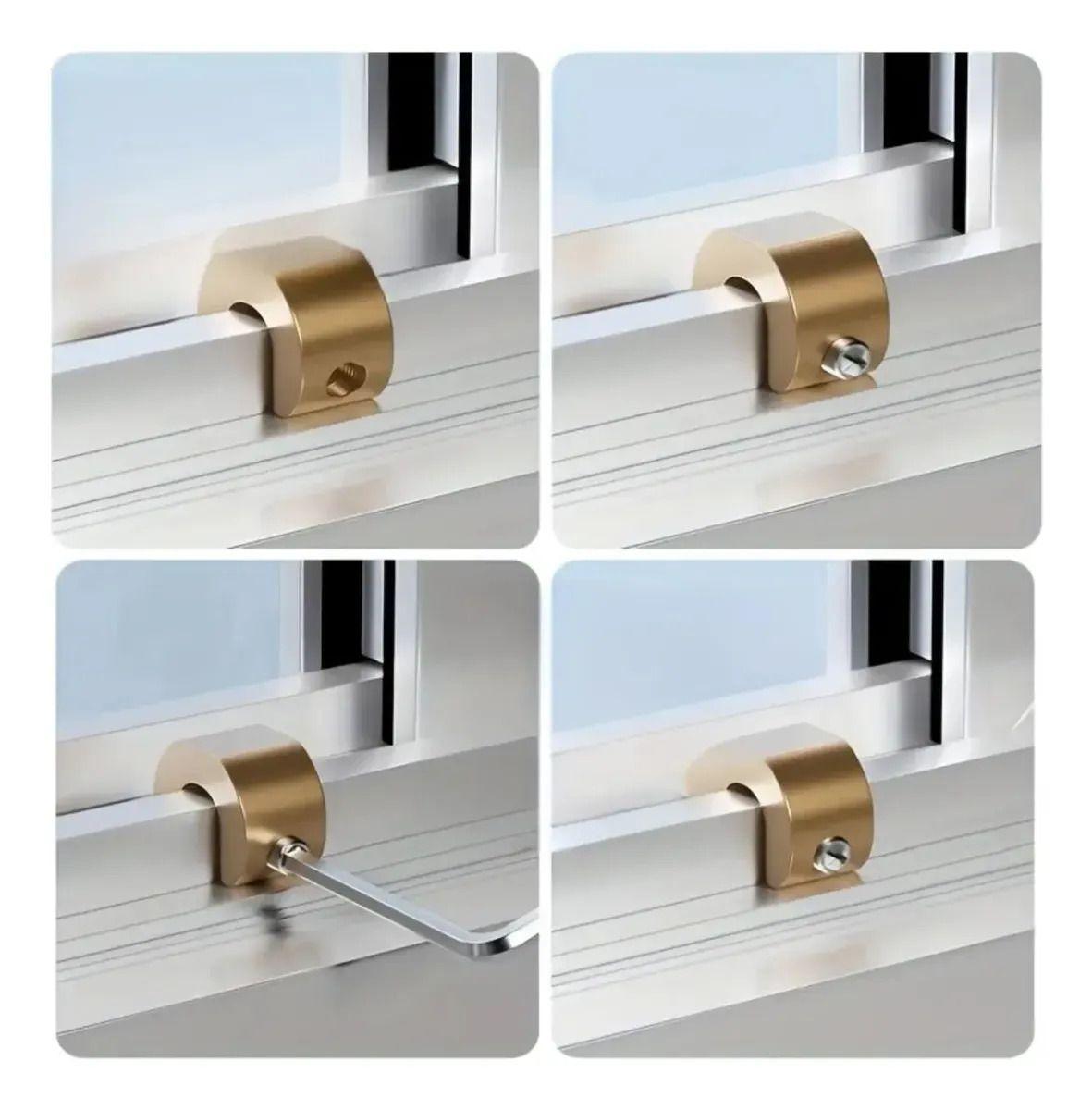 Seguro antirrobo ventanas y mamparas corredizas metálicas Pack 3 Color Plateado-5