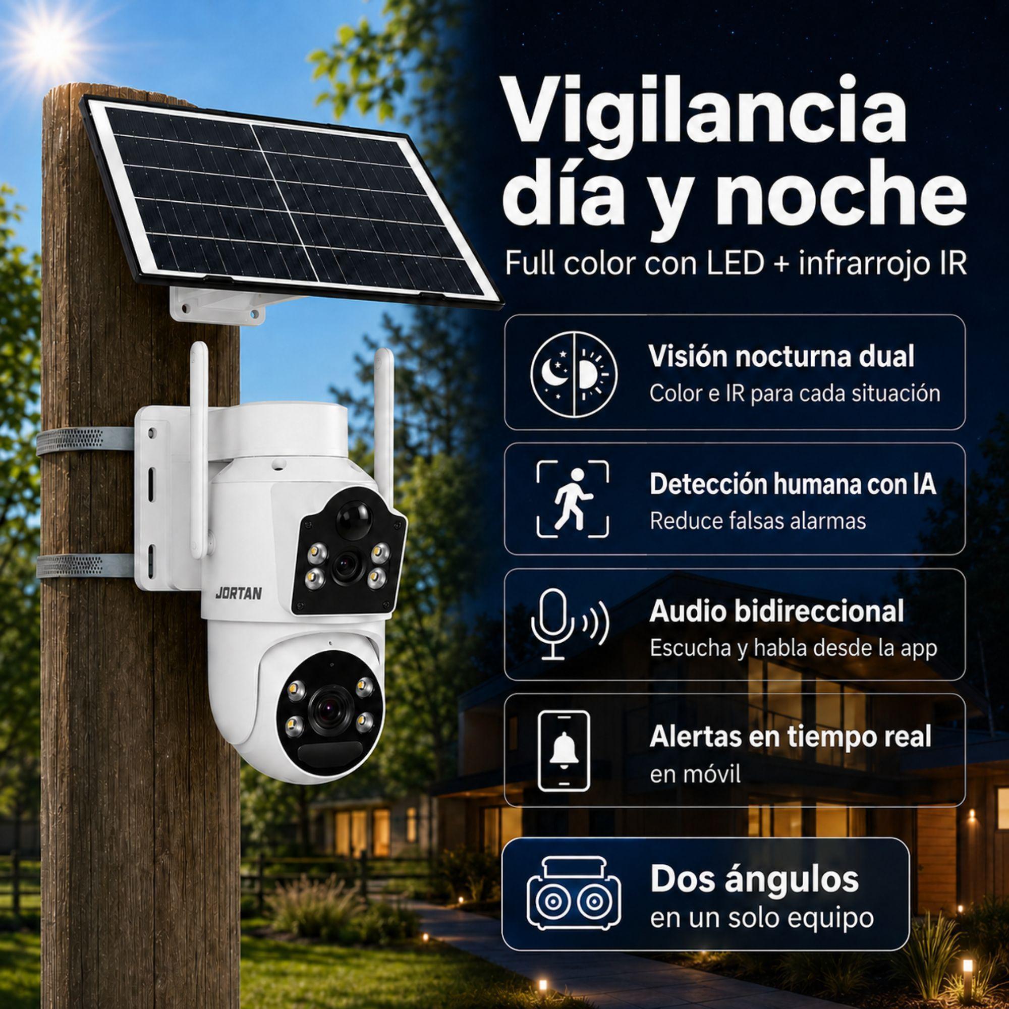 Camara Seguridad Solar 4g Exterior Sim Homologada Doble 6mp Ptz 360° Blanco-3
