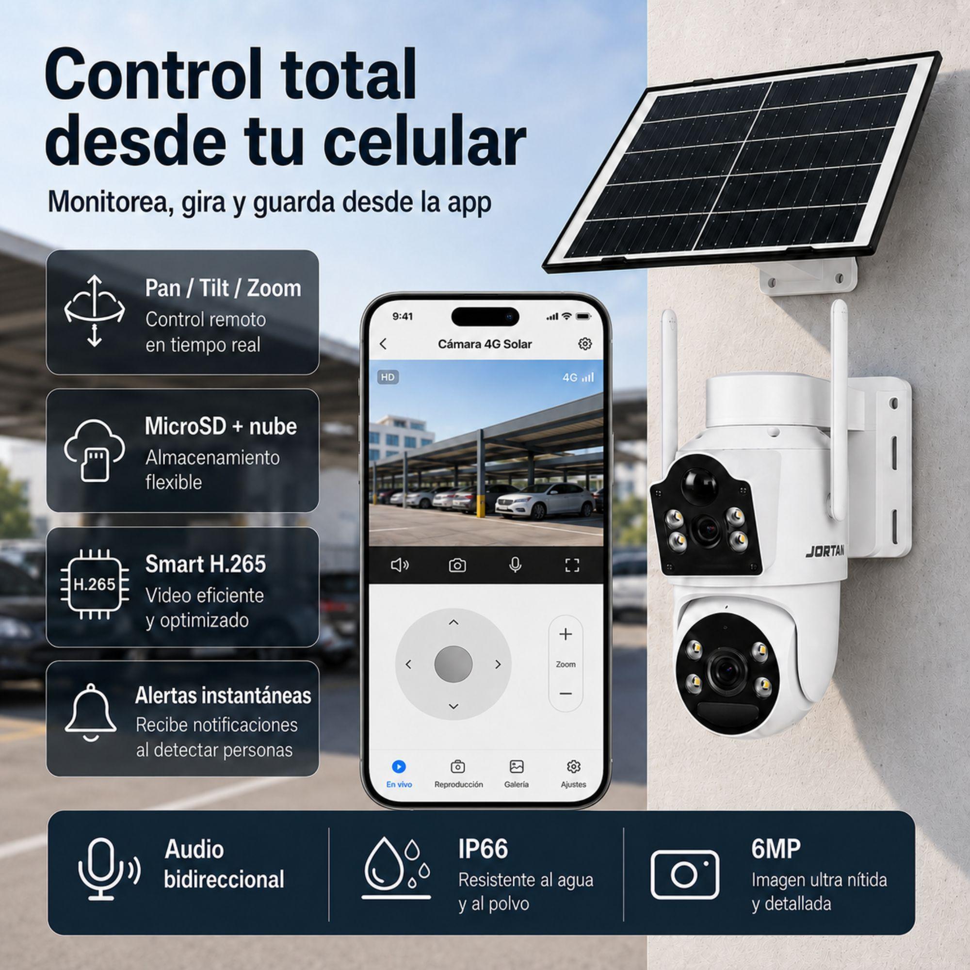 Camara Seguridad Solar 4g Exterior Sim Homologada Doble 6mp Ptz 360° Blanco-4