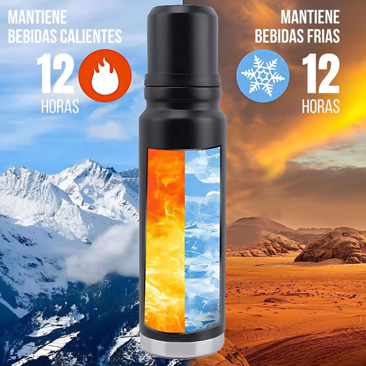Termo De Agua Acero Inoxidable 1.3 Litros + Mate 236ml Con Bombilla Blanco-2