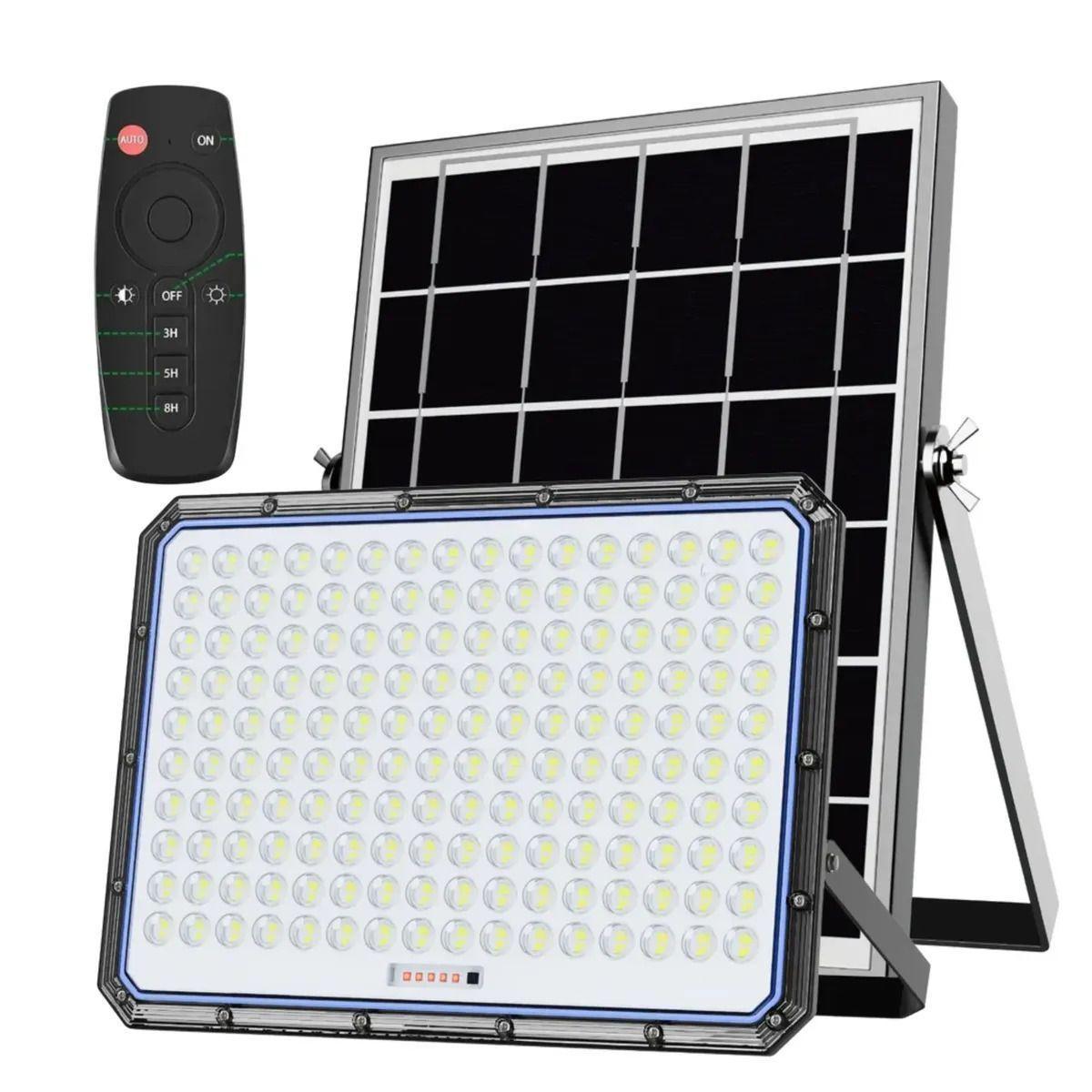 Foco Reflector Solar LED 5000W Exterior Panel Solar Control Remoto IP67-0