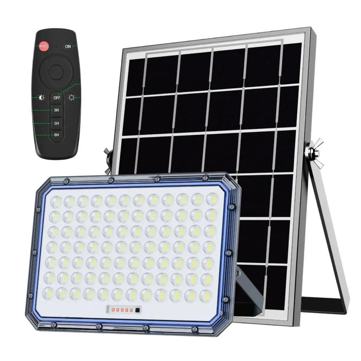 Foco Reflector Solar LED 2000W Exterior Panel Solar Control Remoto IP67-0
