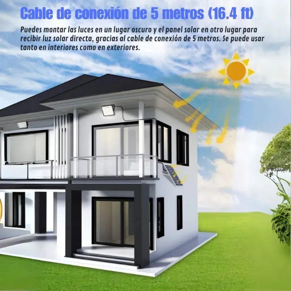 Foco Reflector Solar LED 2000W Exterior Panel Solar Control Remoto IP67-3
