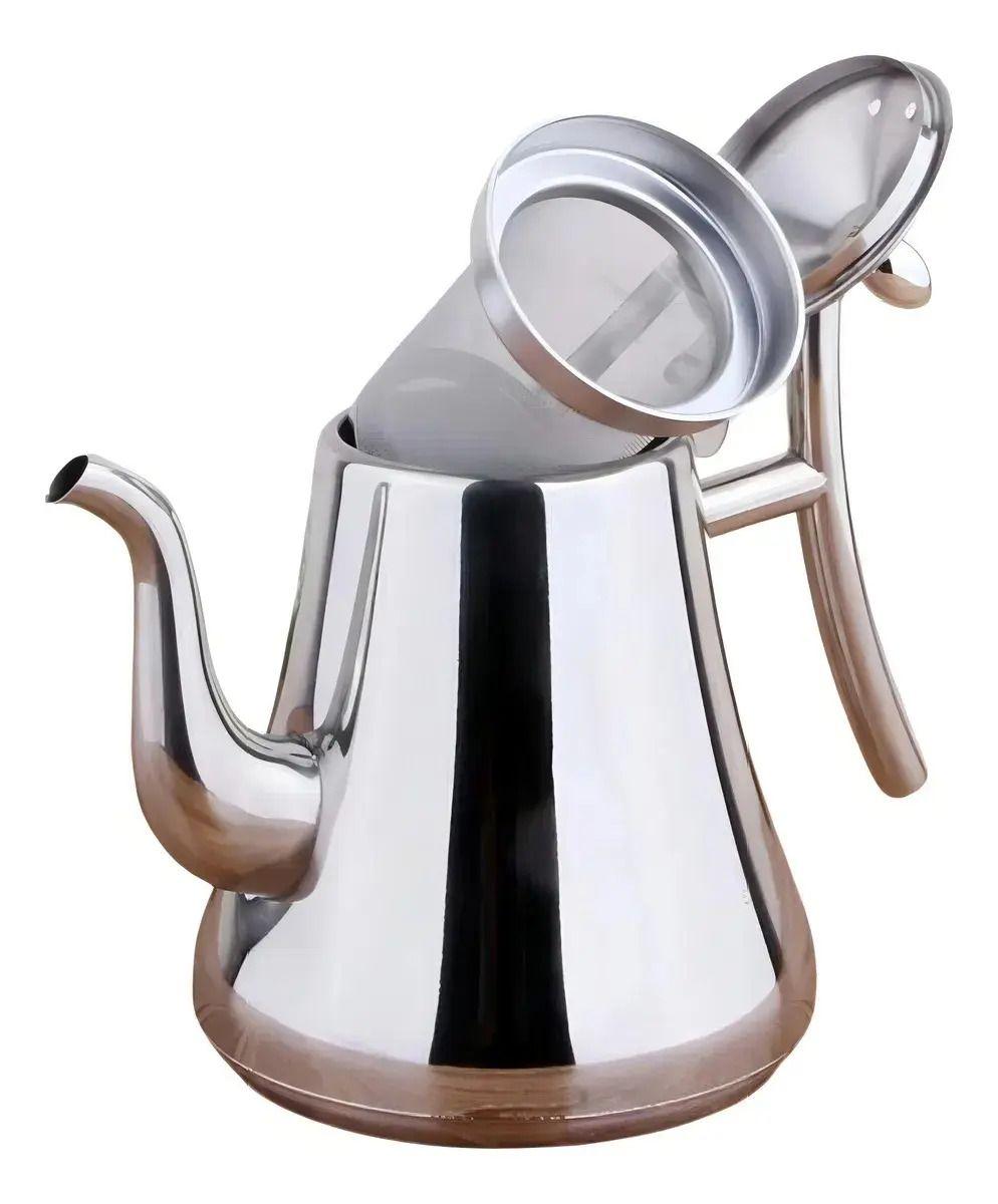 Tetera Infusor Té Acero Inoxidable 1 litro Con Filtro Te Infusiones-0