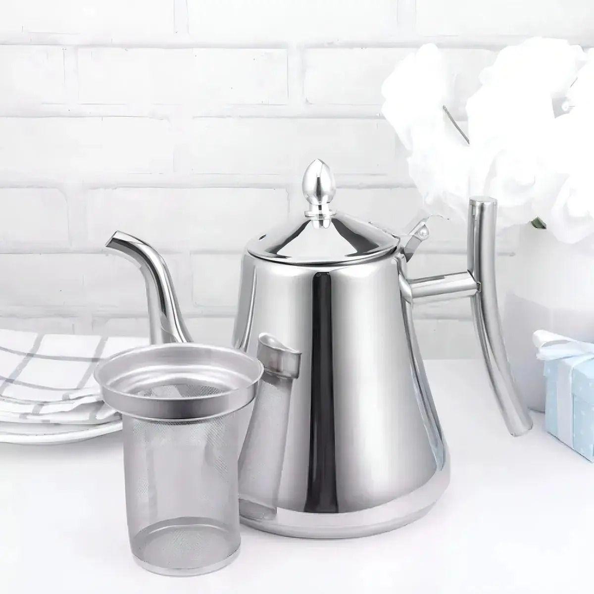 Tetera Infusor Té Acero Inoxidable 1 litro Con Filtro Te Infusiones-1