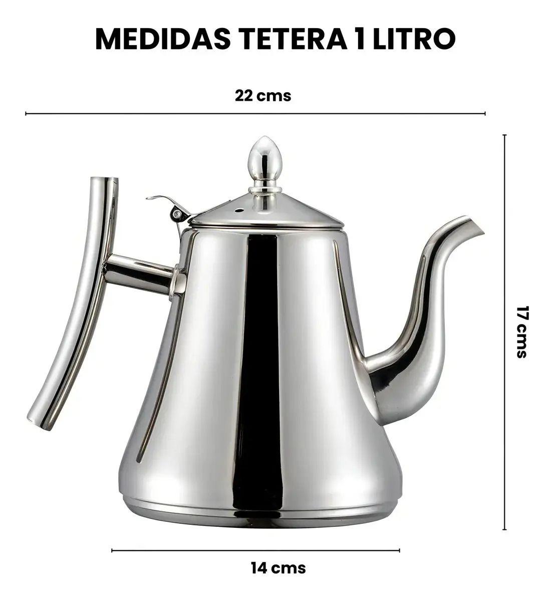 Tetera Infusor Té Acero Inoxidable 1 litro Con Filtro Te Infusiones-4