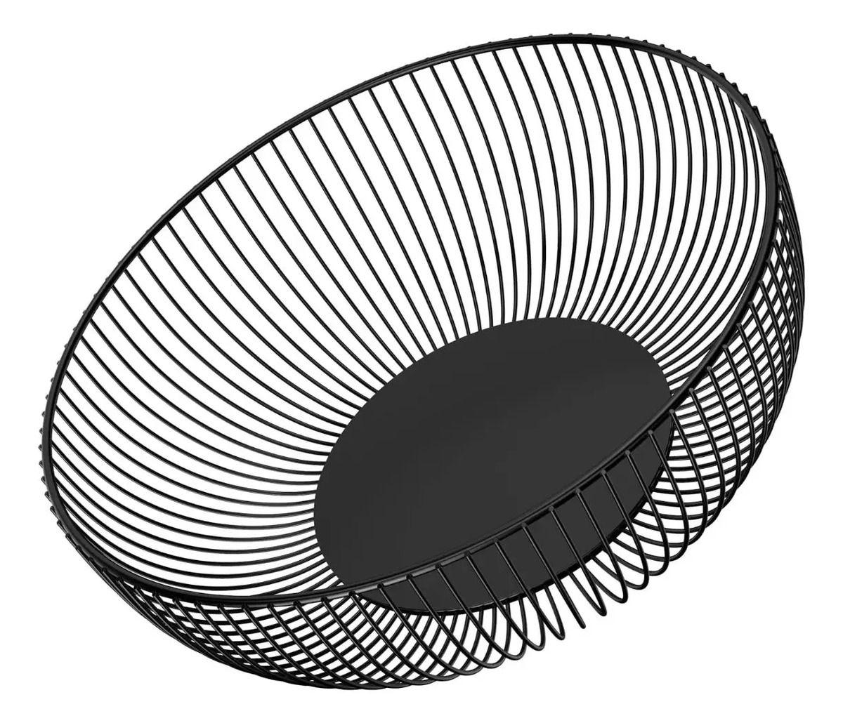 Frutero Metálico De Mesa Nórdico Redondo Minimalista Negro 28 x 8 cms-5