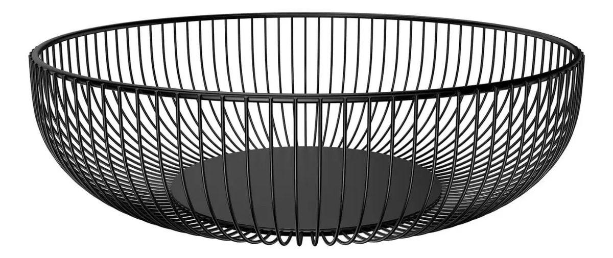 Frutero Metálico De Mesa Nórdico Redondo Minimalista Negro 28 x 8 cms-6