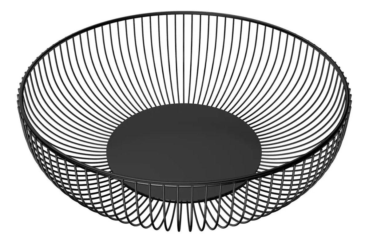 Frutero Metálico De Mesa Nórdico Redondo Minimalista Negro 28 x 8 cms-7