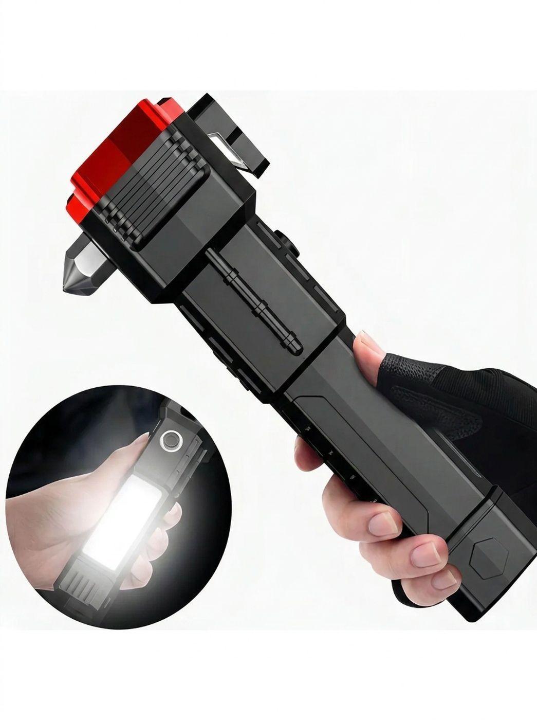 Linterna Tactica 4en1 Emergencia Martillo Seguridad Usb-2