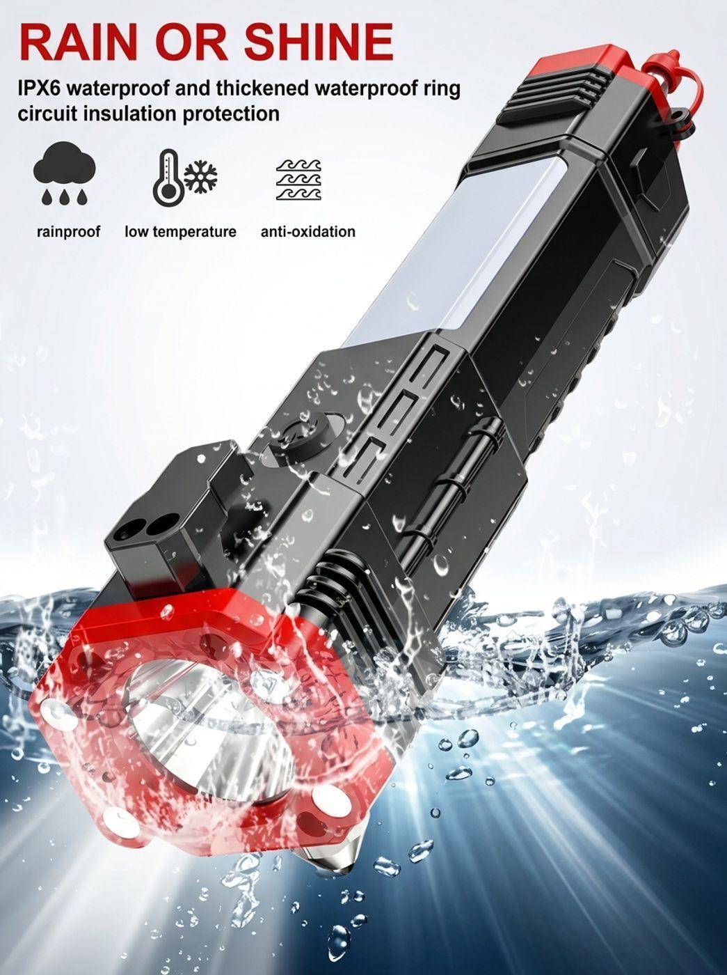 Linterna Tactica 4en1 Emergencia Martillo Seguridad Usb-4