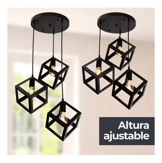 Lámpara Colgante Moderno Elegante Estilo Cubos Vintage Jaula-2