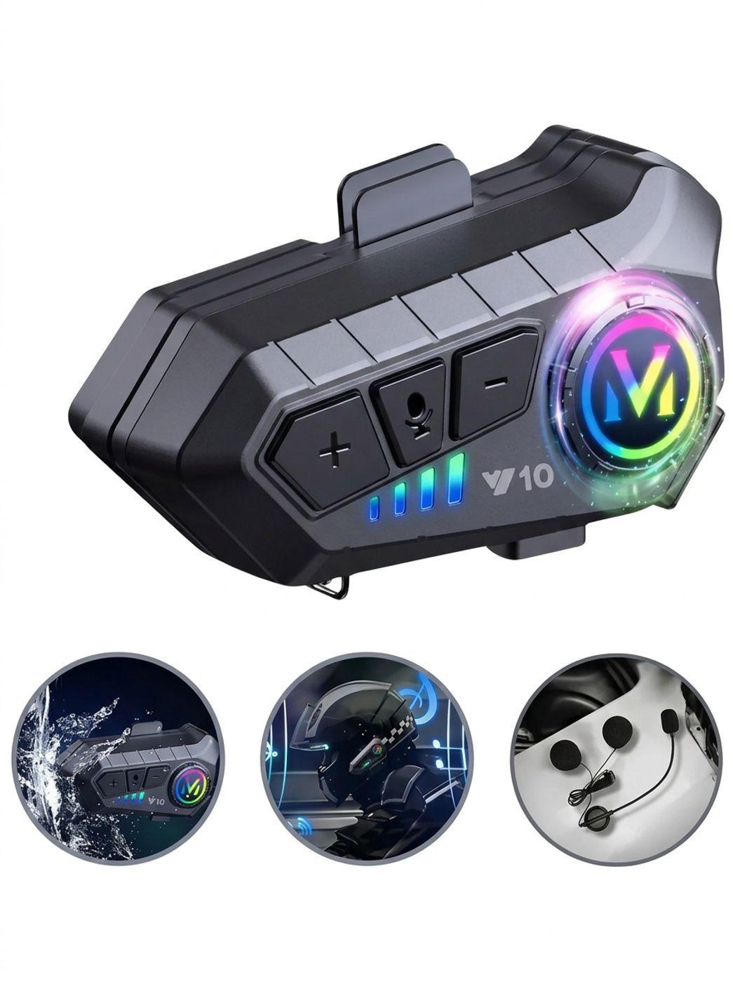 Intercomunicador Auricular Bluetooth Para Casco Moto V10-1
