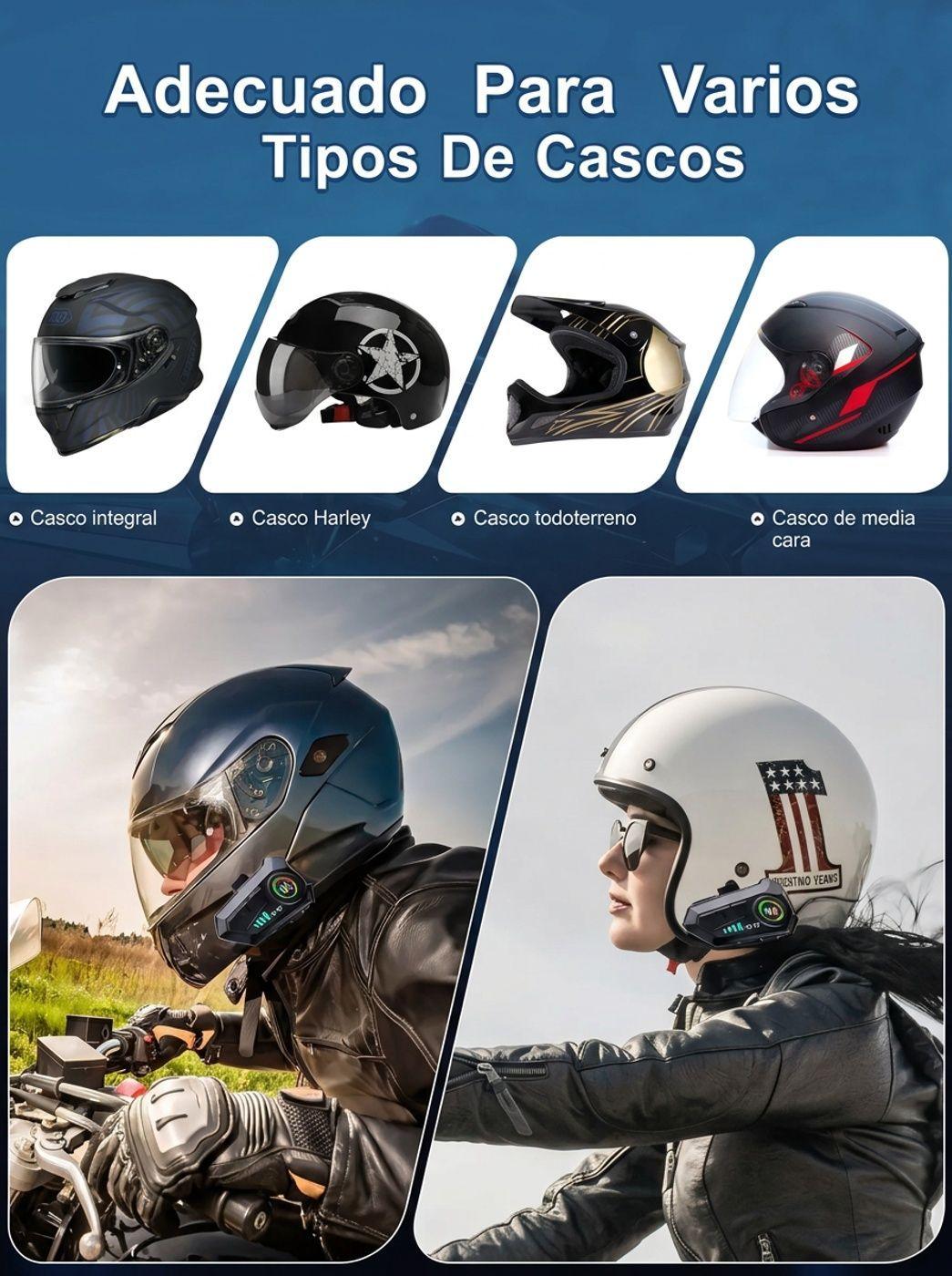 Intercomunicador Auricular Bluetooth Para Casco Moto V10-5