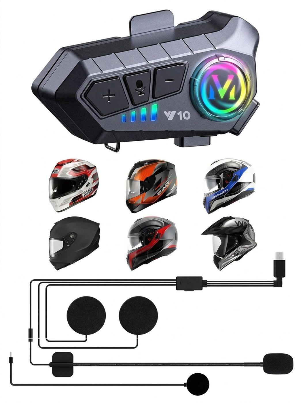 Intercomunicador Auricular Bluetooth Para Casco Moto V10-6
