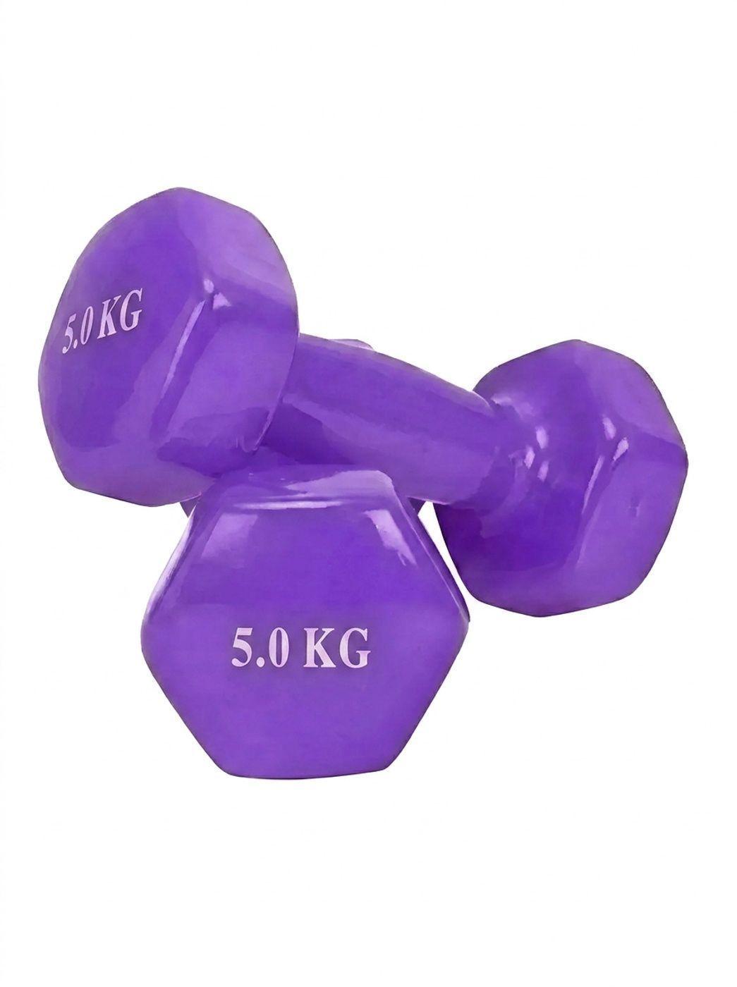 Set 2 Mancuernas 5kg CU Hexagonales Recubiertas De Vinilo-0