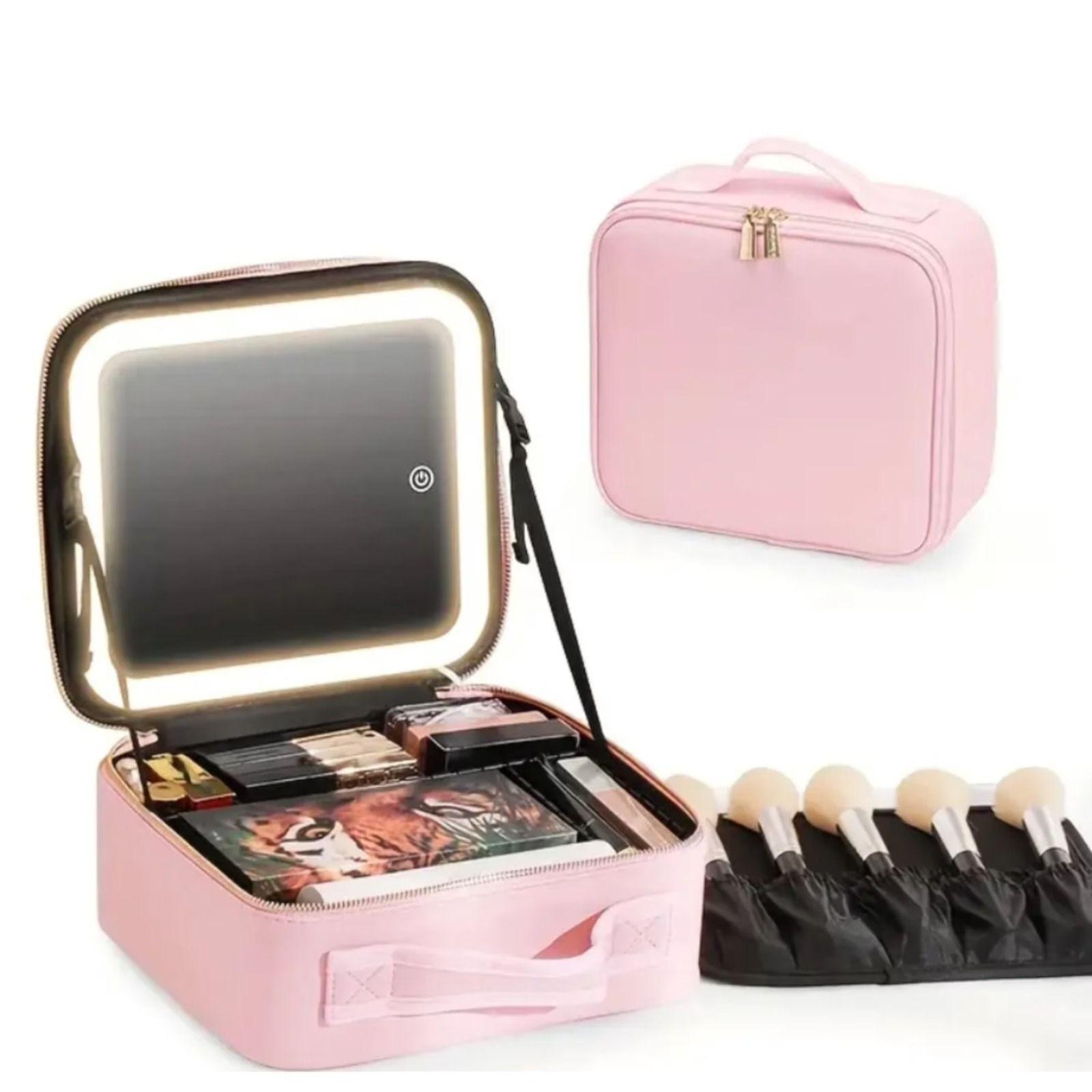 Neceser Estuches De Maquillaje Bolsa De Viaje Con Espejo Led-2