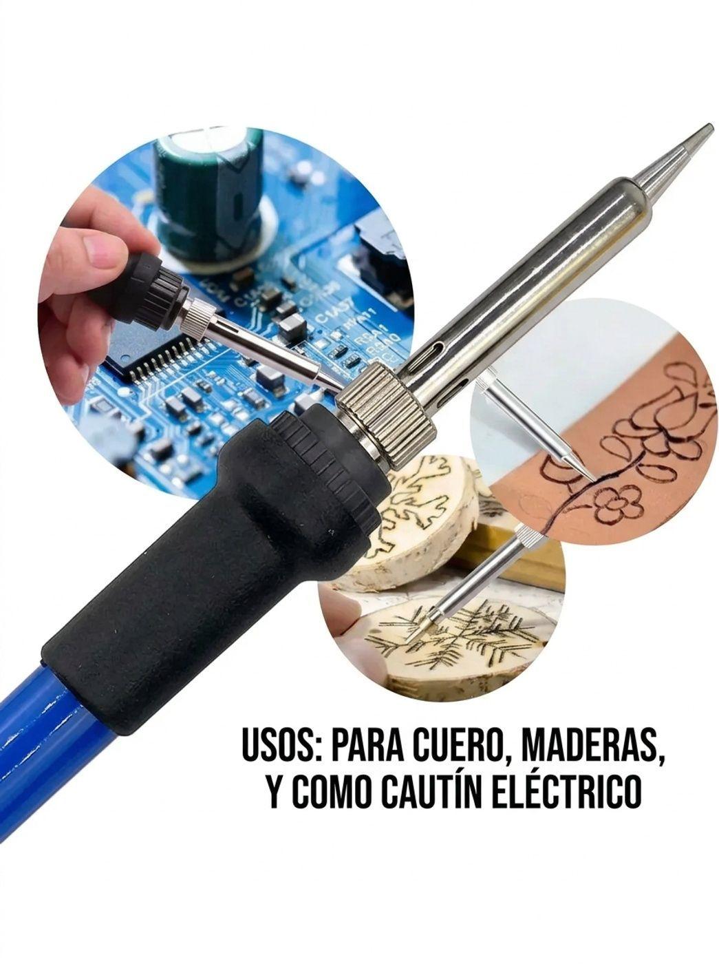 Kit Electrico Cautin 220v 60w Regulable 5 Puntas 15 Pcs-6
