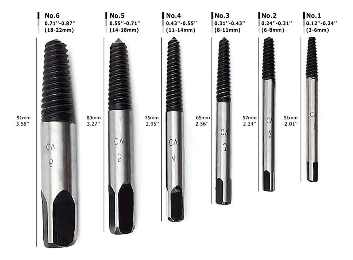 Juego Set Brocas Extractor De Tornillos Colas Chancho 6pcs-5