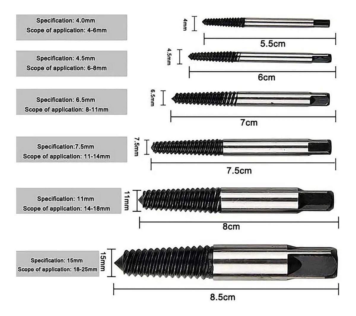 Juego Set Brocas Extractor De Tornillos Colas Chancho 6pcs-6